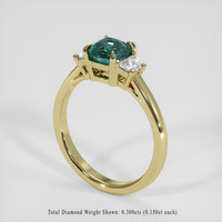 1.25 Ct. Greenish Blue Sapphire Ring, 18K Yellow Gold 2