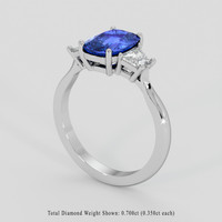 2.67 Ct. Blue Sapphire Ring, Platinum 950 2