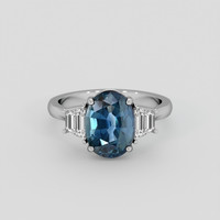 3.79 Ct. Greenish Blue Sapphire Ring, Platinum 950 1
