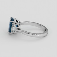 3.79 Ct. Greenish Blue Sapphire Ring, 10K White Gold 4