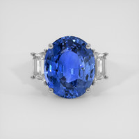 11.09 Ct. Blue Sapphire Ring, 14K White Gold 1