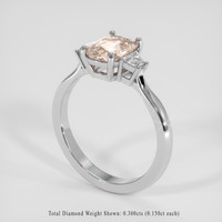 1.81 Ct. Peach Sapphire Ring, 14K White Gold 2