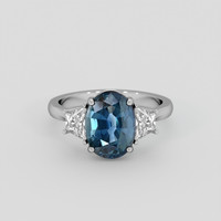 3.79 Ct. Greenish Blue Sapphire Ring, 14K White Gold 1