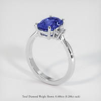 2.56 Ct. Blue Sapphire Ring, 18K White Gold 2