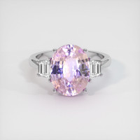 4.96 Ct. Purplish Pink Sapphire Ring, 18K White Gold 1