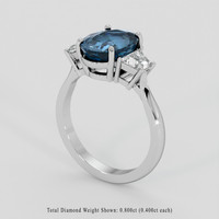 3.79 Ct. Greenish Blue Sapphire Ring, 18K White Gold 2