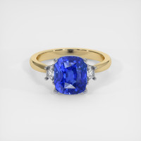 3.65 Ct. Blue Sapphire Ring, 14K White & Yellow 1