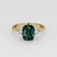 3.05 Ct. Bluish Green Sapphire Ring, 14K White & Yellow 1