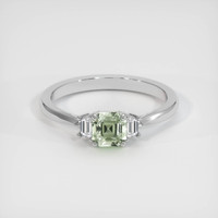 1.15 Ct. Bluish Green Sapphire Ring, 18K White Gold 1
