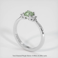 1.15 Ct. Bluish Green Sapphire Ring, 18K White Gold 2