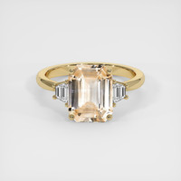 3.35 Ct. Peach Sapphire Ring, 14K Yellow Gold 1