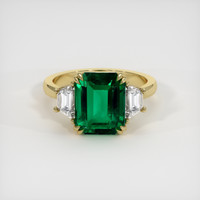 4.18 Ct. Emerald Ring, 18K Yellow Gold 1