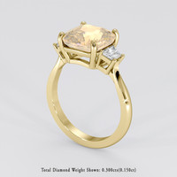 4.06 Ct. Peach Sapphire Ring, 18K Yellow Gold 2