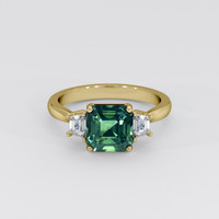 3.05 Ct. Bluish Green Sapphire Ring, 18K Yellow Gold 1