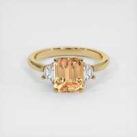 3.18 Ct. Peach Sapphire Ring, 18K Yellow Gold 1