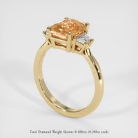 3.18 Ct. Peach Sapphire Ring, 18K Yellow Gold 2