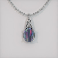0.85 Ct. Multi Color Opal Pendant, 14K White Gold 1