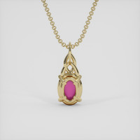1.49 Ct. Pinkish Red Ruby Pendant, 18K Yellow Gold 4