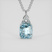 5.65 Ct. Blue Aquamarine Pendant, 14K White Gold 1