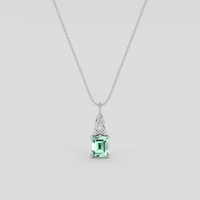0.96 Ct. Emerald Pendant, 18K White Gold 1