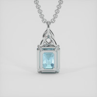 5.65 Ct. Blue Aquamarine Pendant, 18K White Gold 4