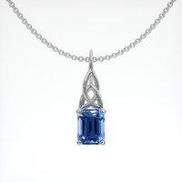 1.05 Ct. Blue Sapphire Pendant, 18K White Gold 1