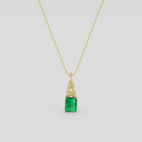 1.42 Ct. Emerald Pendant, 18K Yellow Gold 1