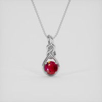 0.94 Ct. Pinkish Red Ruby Pendant, 18K White Gold 1