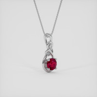 0.94 Ct. Pinkish Red Ruby Pendant, 18K White Gold 2