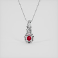 0.94 Ct. Pinkish Red Ruby Pendant, 18K White Gold 4