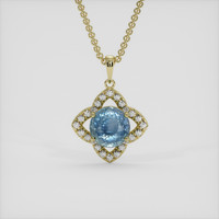 6.99 Ct. Greyish Blue Sapphire Pendant, 14K Yellow Gold 1