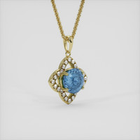 6.99 Ct. Greyish Blue Sapphire Pendant, 18K Yellow Gold 2