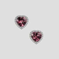 <span>0.96</span>&nbsp;<span class="tooltip-light">Ct.Tw.<span class="tooltiptext">Total Carat Weight</span></span> Purplish Pink Sapphire Earrings, Platinum 950 1
