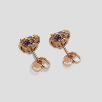 <span>1.66</span> <span class="tooltip-light">Ct.Tw.<span class="tooltiptext">Total Carat Weight</span></span> Violetish Blue Tanzanite Earrings, 14K Rose Gold 4