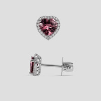 <span>0.96</span> <span class="tooltip-light">Ct.Tw.<span class="tooltiptext">Total Carat Weight</span></span> Purplish Pink Sapphire Earrings, 18K White Gold 2