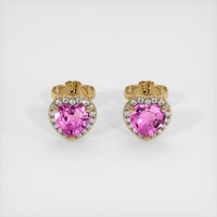 1.50 Ct.Tw. Pink Sapphire Earrings, 14K Yellow Gold 1