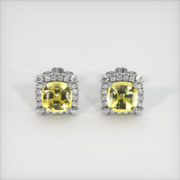 <span>2.08</span> <span class="tooltip-light">Ct.Tw.<span class="tooltiptext">Total Carat Weight</span></span> Greenish Yellow Sapphire Earrings, Platinum 950 1