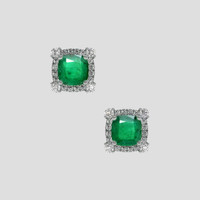 <span>1.45</span>&nbsp;<span class="tooltip-light">Ct.Tw.<span class="tooltiptext">Total Carat Weight</span></span> Emerald Earrings, Platinum 950 1