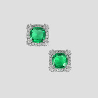 <span>1.90</span>&nbsp;<span class="tooltip-light">Ct.Tw.<span class="tooltiptext">Total Carat Weight</span></span> Emerald Earrings, Platinum 950 1