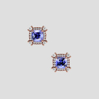<span>1.26</span>&nbsp;<span class="tooltip-light">Ct.Tw.<span class="tooltiptext">Total Carat Weight</span></span> Violetish Blue Tanzanite Earrings, 14K Rose Gold 1