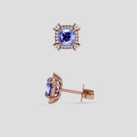 <span>1.26</span>&nbsp;<span class="tooltip-light">Ct.Tw.<span class="tooltiptext">Total Carat Weight</span></span> Violetish Blue Tanzanite Earrings, 14K Rose Gold 2
