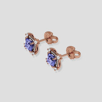 <span>1.26</span>&nbsp;<span class="tooltip-light">Ct.Tw.<span class="tooltiptext">Total Carat Weight</span></span> Violetish Blue Tanzanite Earrings, 14K Rose Gold 3