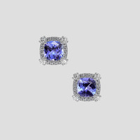<span>1.92</span> <span class="tooltip-light">Ct.Tw.<span class="tooltiptext">Total Carat Weight</span></span> Violetish Blue Tanzanite Earrings, 14K White Gold 1