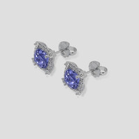 <span>1.92</span> <span class="tooltip-light">Ct.Tw.<span class="tooltiptext">Total Carat Weight</span></span> Violetish Blue Tanzanite Earrings, 14K White Gold 3