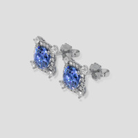 <span>2.19</span> <span class="tooltip-light">Ct.Tw.<span class="tooltiptext">Total Carat Weight</span></span> Blue Sapphire Earrings, 14K White Gold 3