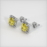<span>2.08</span> <span class="tooltip-light">Ct.Tw.<span class="tooltiptext">Total Carat Weight</span></span> Greenish Yellow Sapphire Earrings, 14K White Gold 2