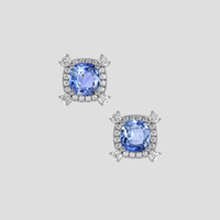 <span>2.19</span>&nbsp;<span class="tooltip-light">Ct.Tw.<span class="tooltiptext">Total Carat Weight</span></span> Blue Sapphire Earrings, 18K White Gold 1