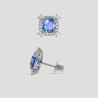 <span>2.19</span> <span class="tooltip-light">Ct.Tw.<span class="tooltiptext">Total Carat Weight</span></span> Blue Sapphire Earrings, 18K White Gold 2
