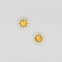 <span>2.92</span>&nbsp;<span class="tooltip-light">Ct.Tw.<span class="tooltiptext">Total Carat Weight</span></span> Orangish Yellow Sapphire Earrings, 14K Yellow Gold 1