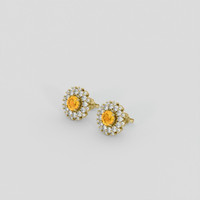 <span>2.92</span>&nbsp;<span class="tooltip-light">Ct.Tw.<span class="tooltiptext">Total Carat Weight</span></span> Orangish Yellow Sapphire Earrings, 14K Yellow Gold 3